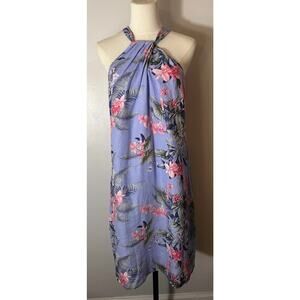 Tommy Bahama Island Life Tropical Floral Halter Dress 100% Linen Vacation Size L